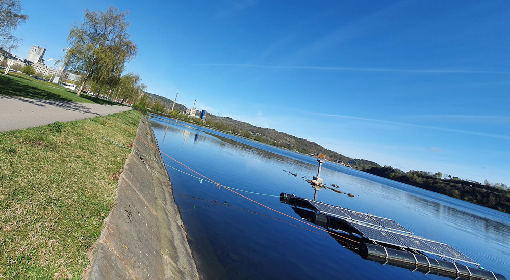 solar panels on a lake