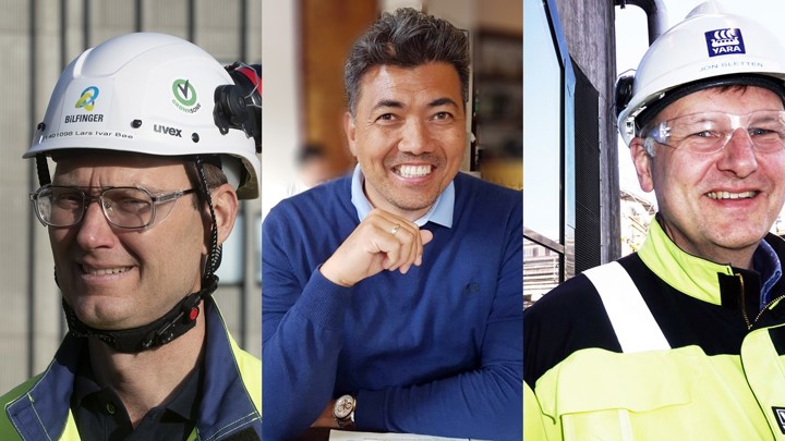 portrett av tre personer satt sammen til ett bilde